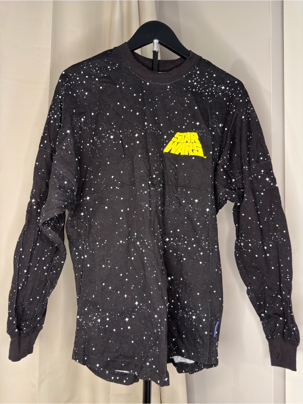 Star Wars Black Long-Sleeve Galaxy Tee with Yellow Logo